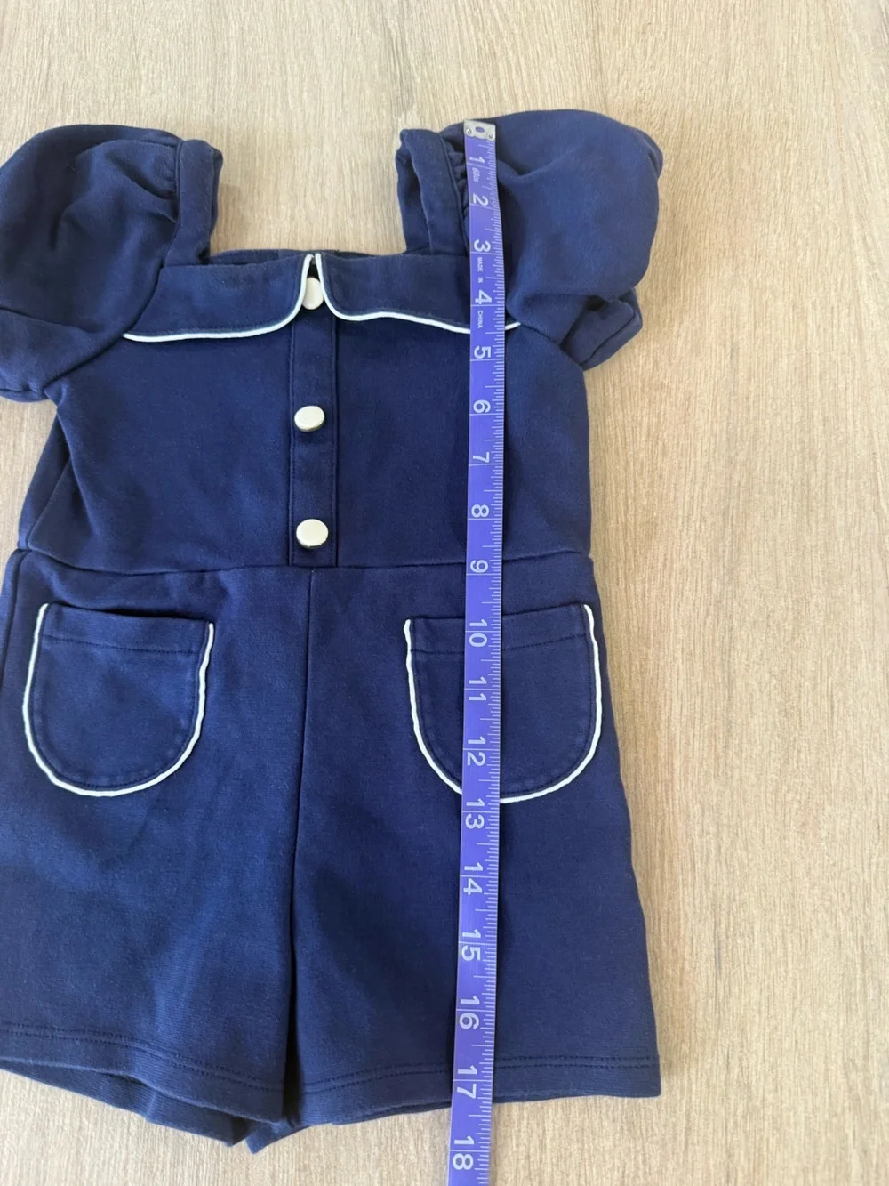 Janie and Jack Navy Puff Sleeve Knit Romper Nautical White Toddler Girls 2T